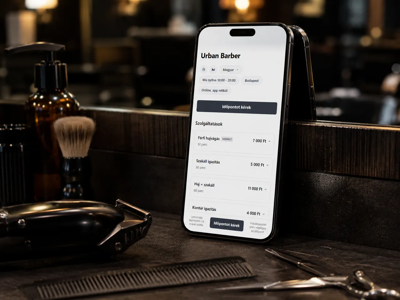 Bokko mobile appointment-request page with barber services